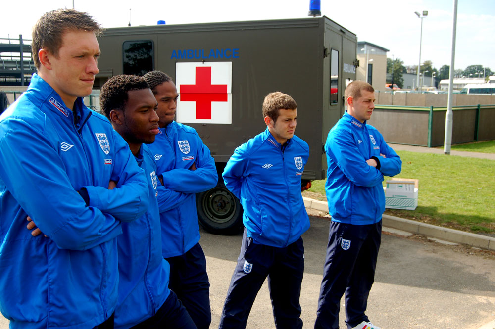 The England players listen and learn.